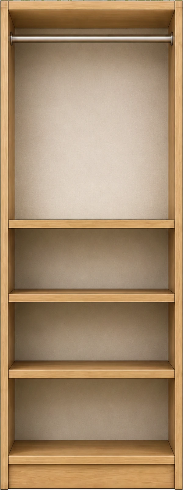 Modular closet bay top-hanging-3-shelves 2D visualization